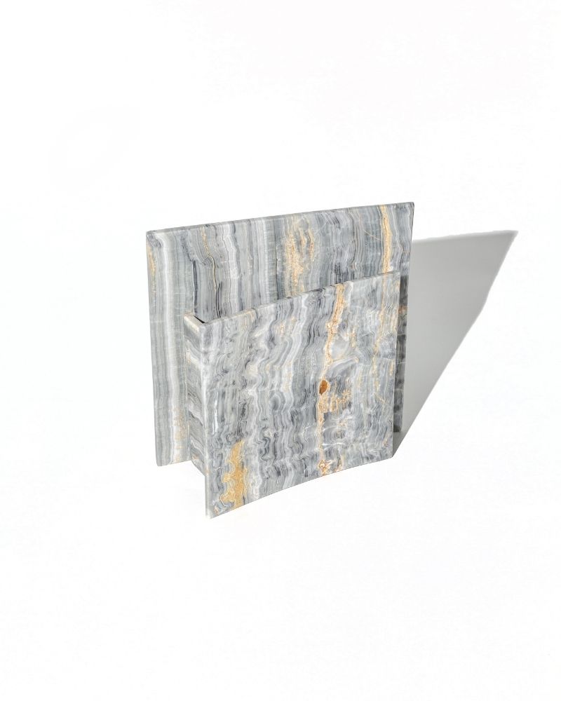 008 Seron Arc Wide Pinched Marble Vase