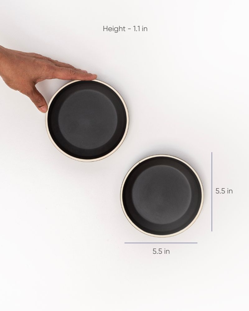 Luna 5.5in Dessert Plate Matt Black (Set of 2)