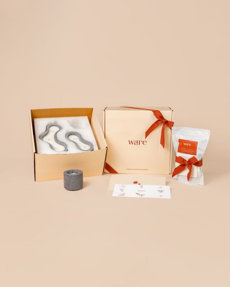 Pivot Cement Candle Stand Set Dark Grey Unscented (3 pieces)