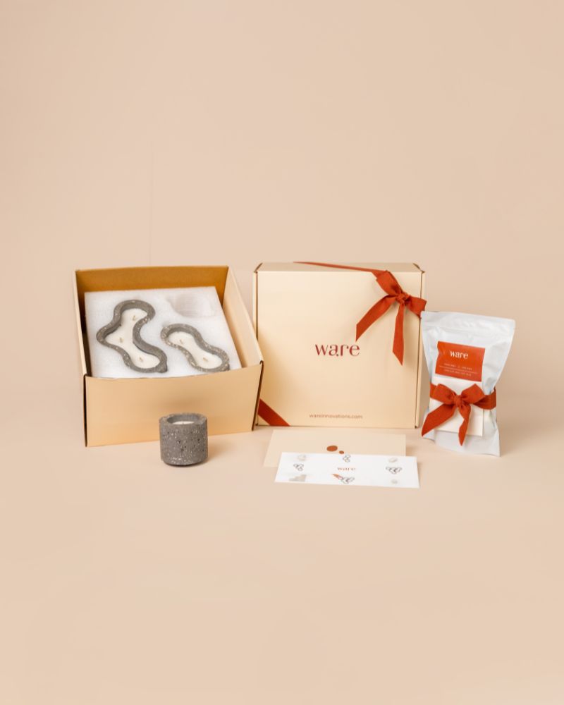 Pivot Cement Candle Stand Set Light Grey Unscented  (3 pieces)