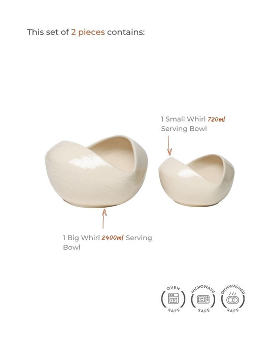 Big & Small Whirl Bowl Main Course Serving Set Nude (2 Pieces)