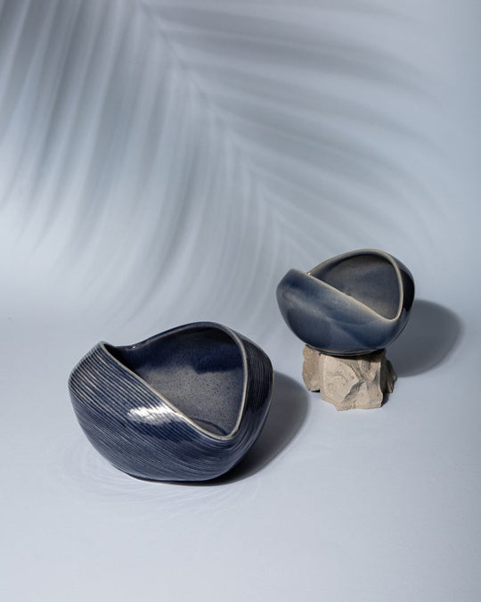 Big & Small Whirl Bowl Main Course Serving Set Stormy Blue (2 Pieces)