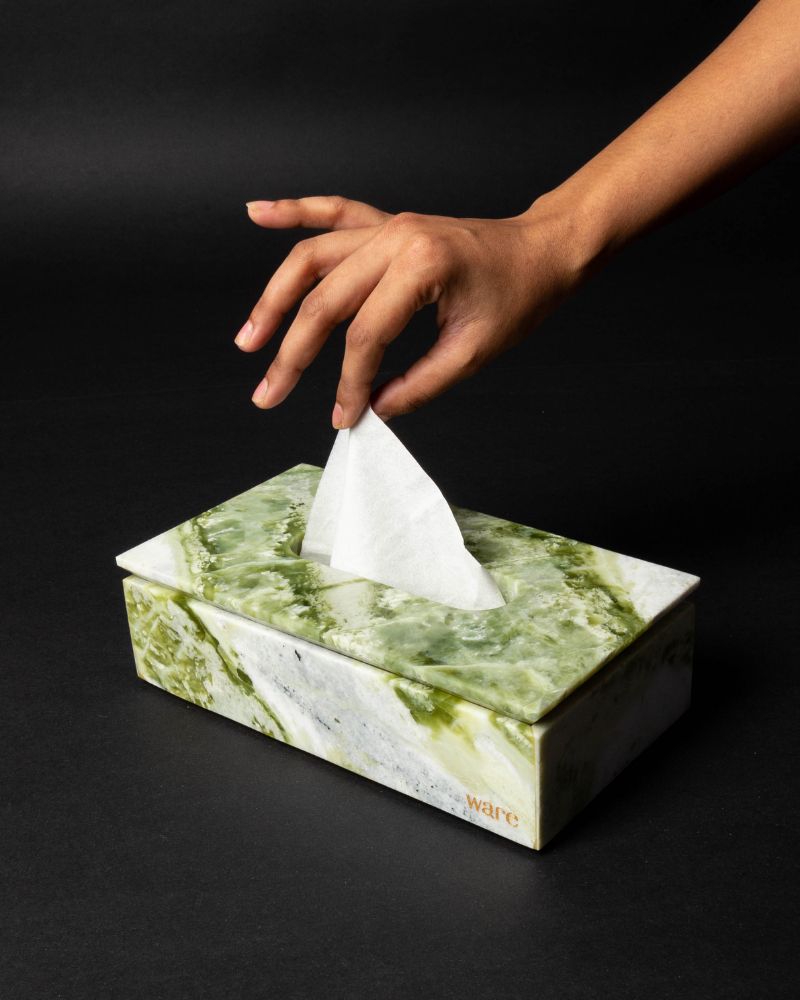 Emeryl Onyx Gravità Marble Tissue Box by Ware Innovations