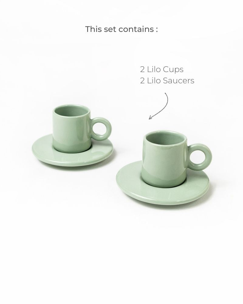Lilo 90ml Cup & Saucer Set Tea Green (Set of 2)