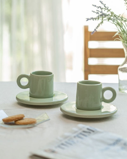 Lilo 90ml Cup & Saucer Set Tea Green (Set of 2)