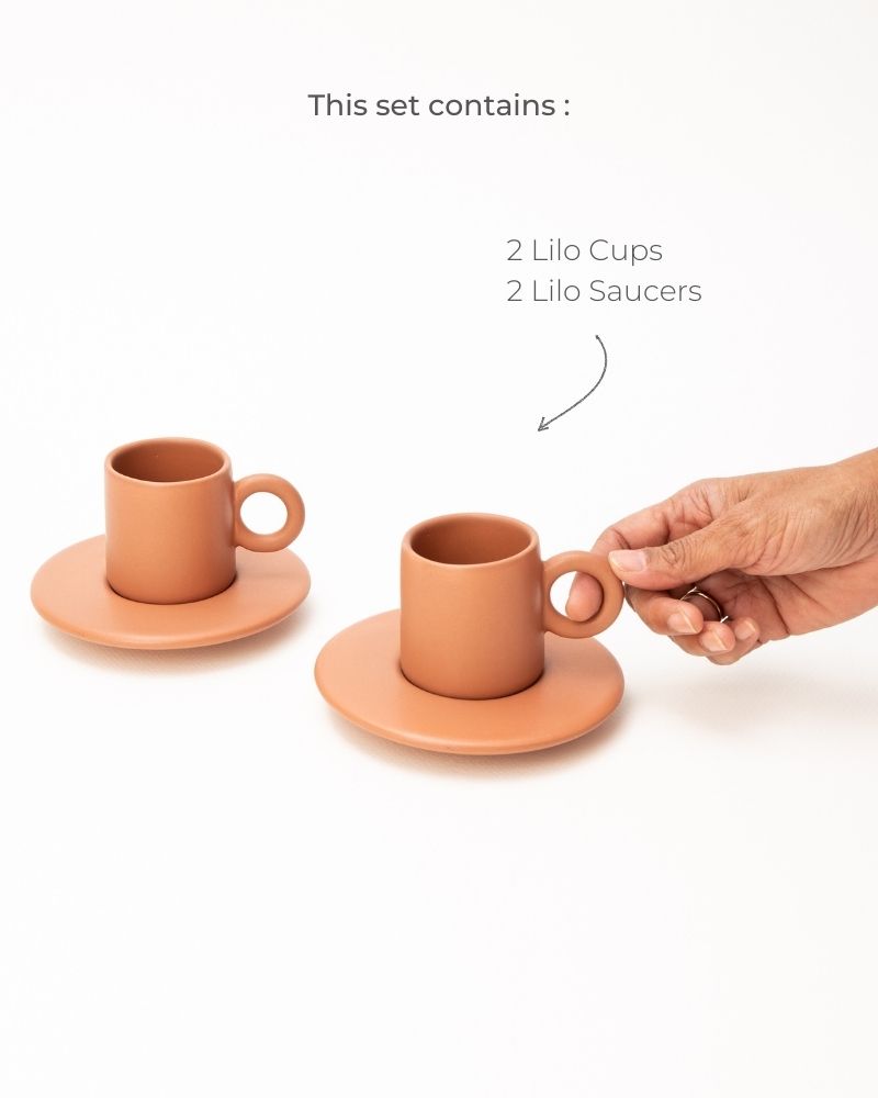 Lilo Espresso Cup & Saucer Set in Tan by Ware Innovations
