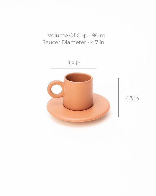Lilo 90ml Espresso Cup & Saucer Set Tan (Set of 2)
