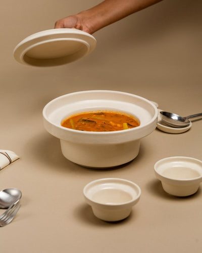 Eclipse 1150ml Medium Serving Bowl with Lid Nude