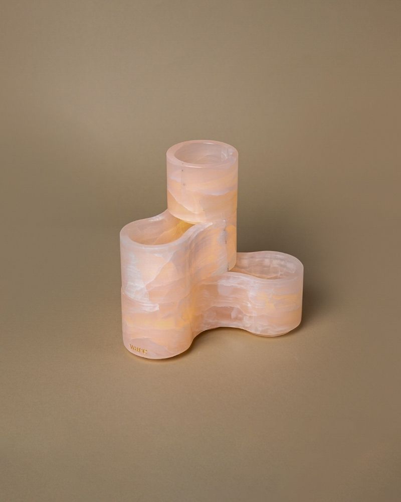 Pivot Marble Candle Stand Pink Onyx (3 pieces)