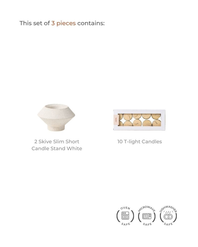 Skive Diya (Set of 2) White