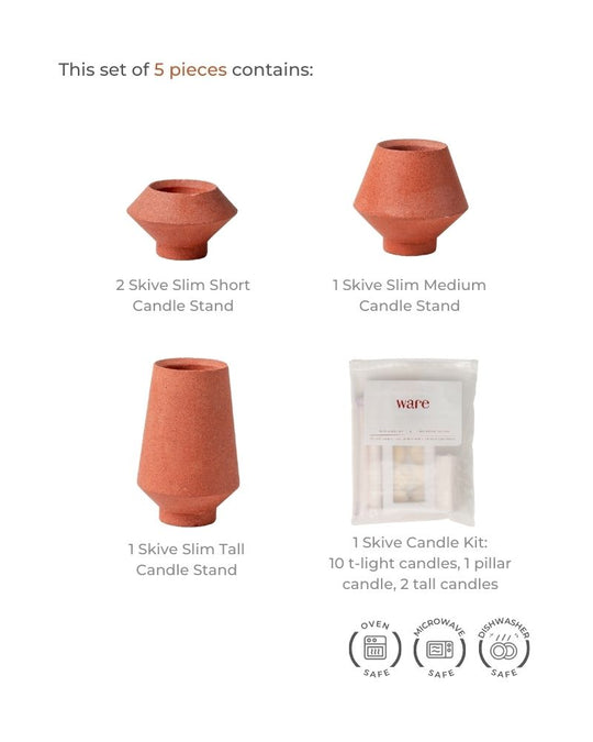 Skive Slim Candle Stand Set Burnt Orange