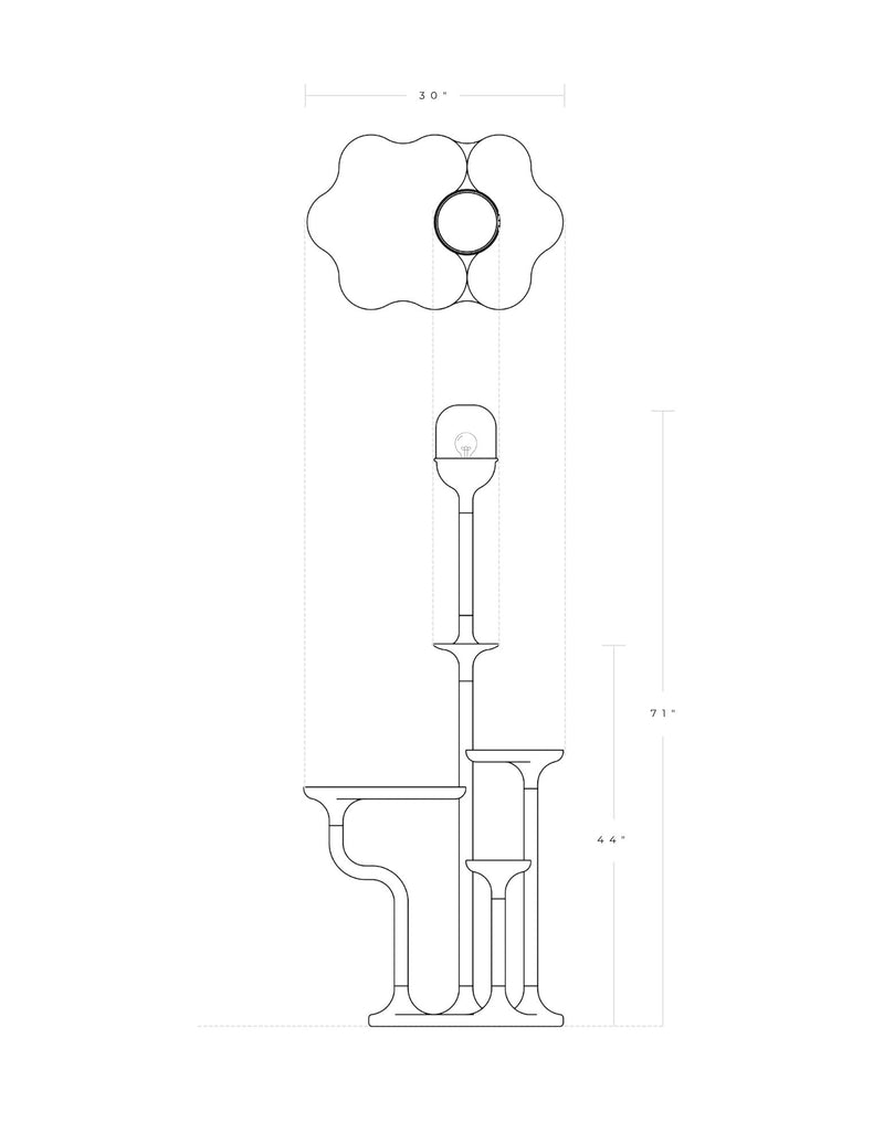 Pivot Layered Pedestal Table with a Lamp