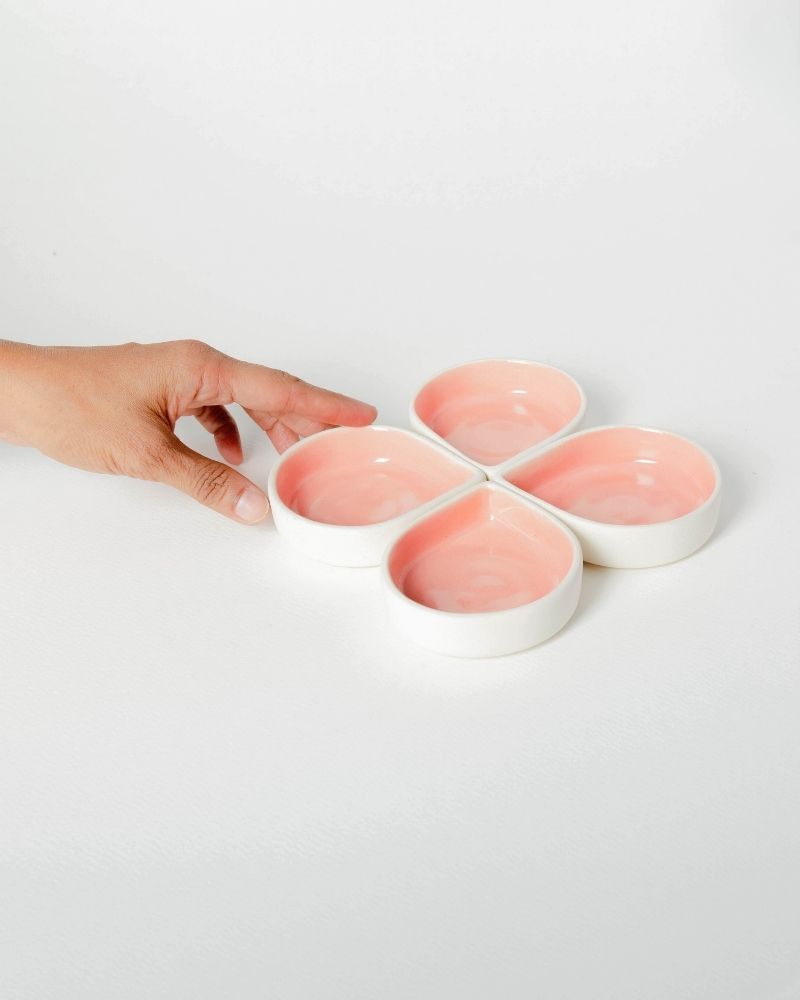 Droplet 4in Dessert Plate Pink (Set of 4)