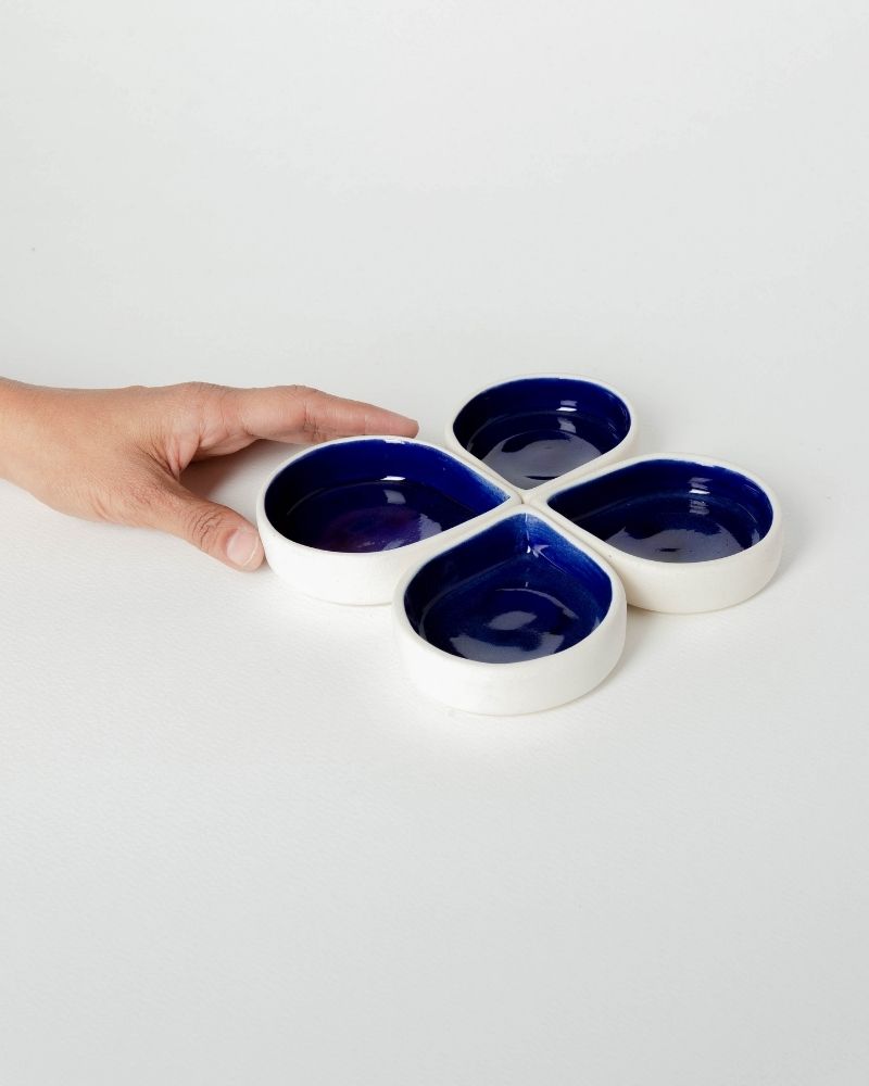 Droplet 4in Dessert Plate Deep Blue (Set of 4)