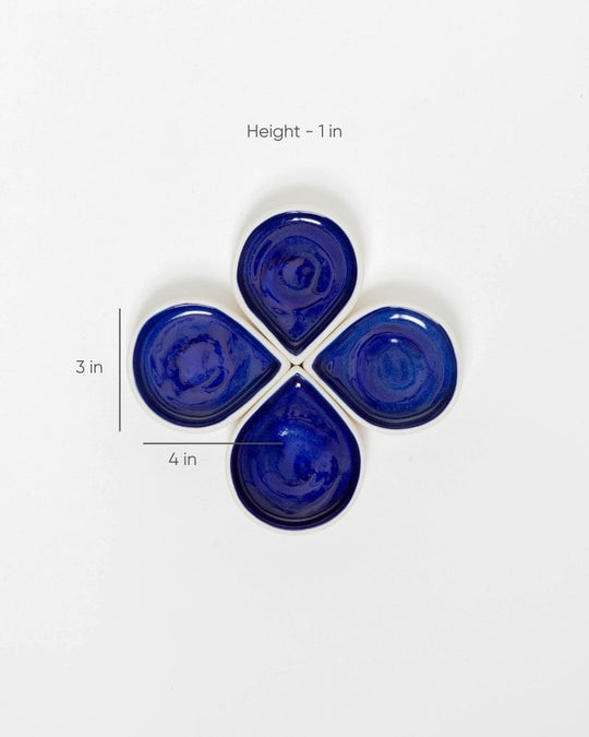 Droplet 4in Dessert Plate Deep Blue (Set of 4)