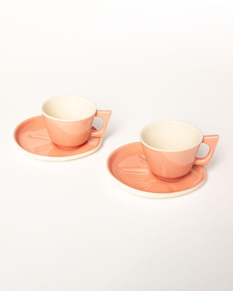 Mojo Big Coffee Cup and Saucer Set of 2 in Melon