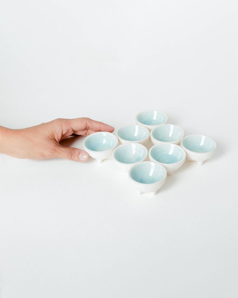 Dot Dip Bowl Aqua (Set of 8)