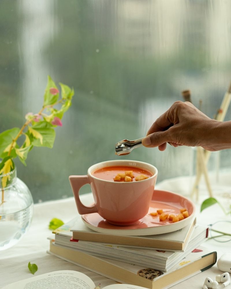 Mojo 350ml Big Coffee Cup and Saucer Set Melon (Set of 2 cups and saucers)