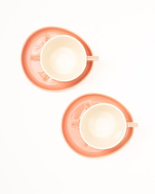 Mojo 350ml Big Coffee Cup and Saucer Set Melon (Set of 2 cups and saucers)