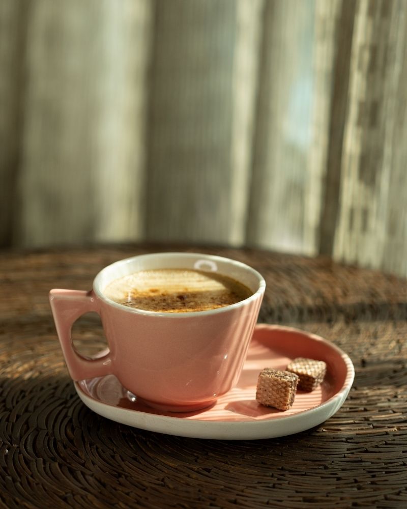 Mojo 350ml Big Coffee Cup and Saucer Set Melon (Set of 2 cups and saucers)