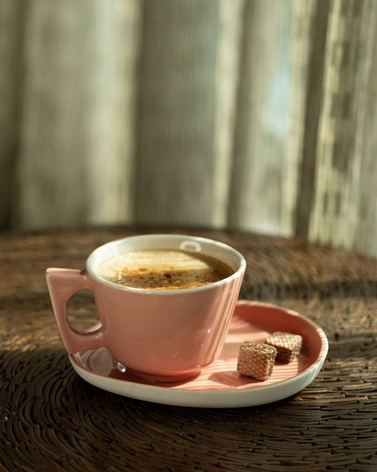 Mojo 350ml Big Coffee Cup and Saucer Set Melon (Set of 2 cups and saucers)