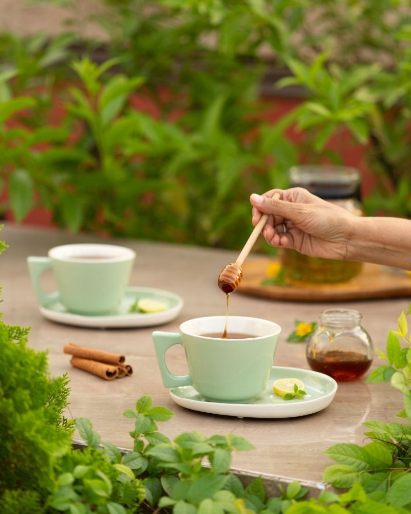 Mojo Big Coffee Cup and Saucer Set in Tea Green