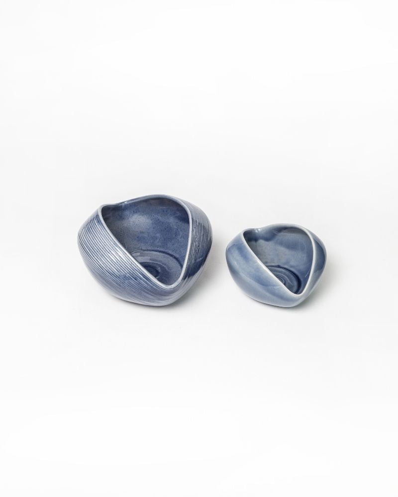 Big & Small Whirl Bowl Main Course Serving Set Stormy Blue (2 Pieces)