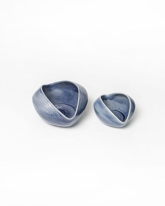 Big & Small Whirl Bowl Main Course Serving Set Stormy Blue (2 Pieces)