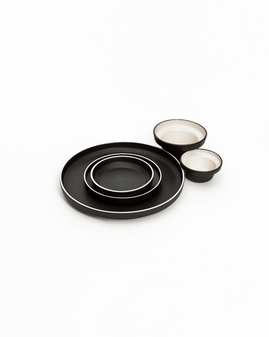Lunar Dinner Set Matt Black (5 pieces)