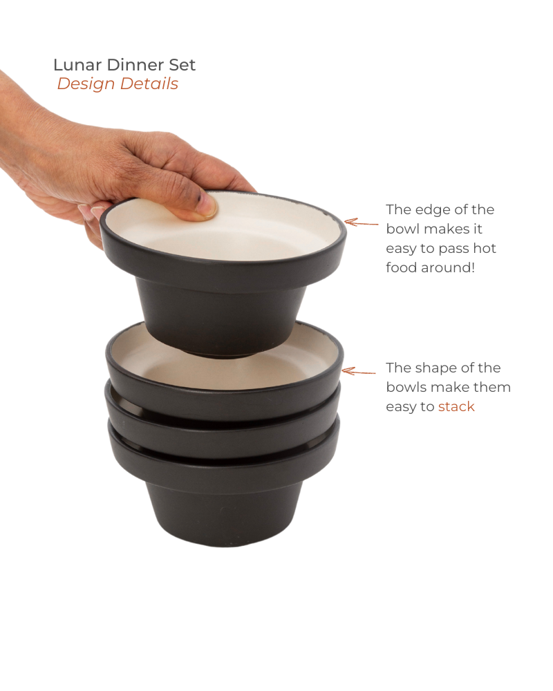 Lunar Dinner Set Matt Black (5 pieces)