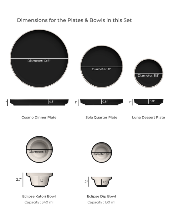 Lunar Dinner Set Matt Black (5 pieces)