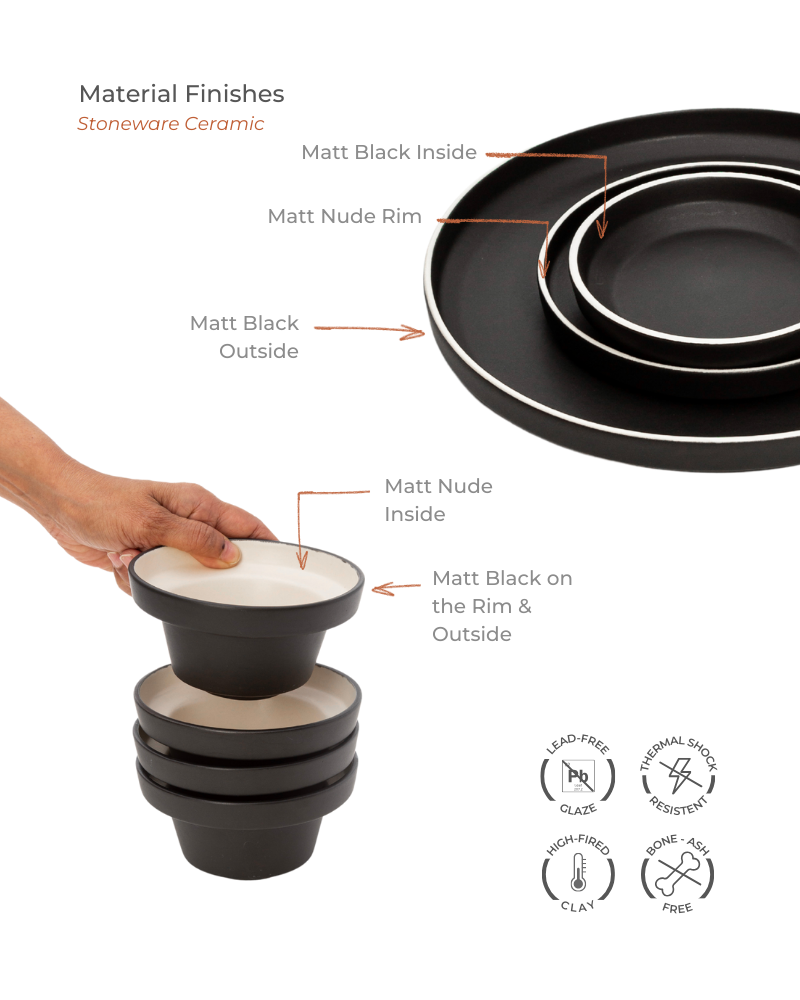 Lunar Dinner Set Matt Black (5 pieces)