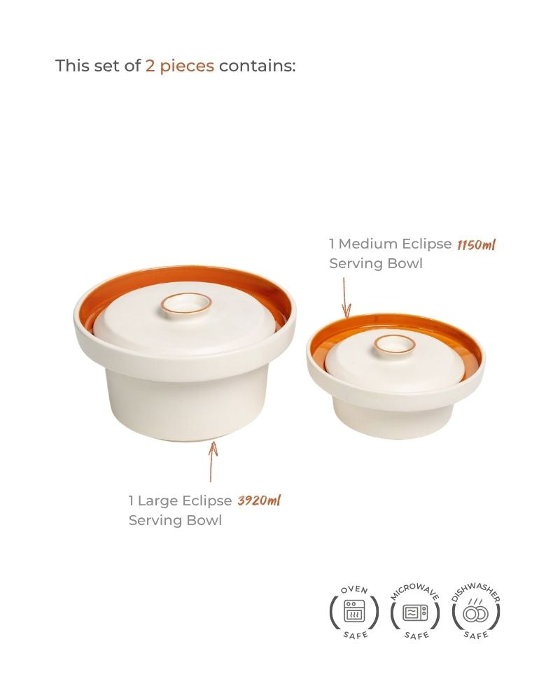 Medium & Large Eclipse Serving Bowl Main Course Serving Set Warm Brown (2 Pieces)