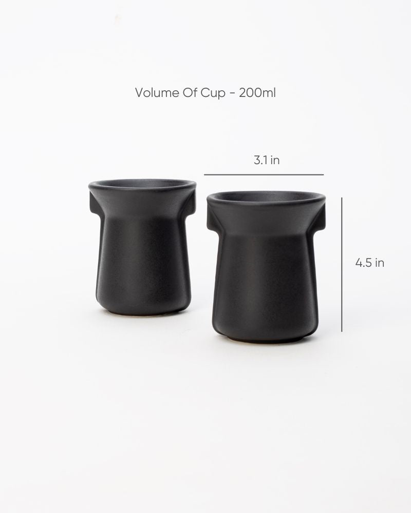 Flare 200 ml Tea Cup  Matt Black (Set of 2)