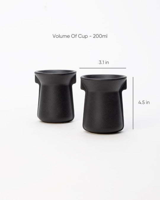 Flare 200 ml Tea Cup  Matt Black (Set of 2)