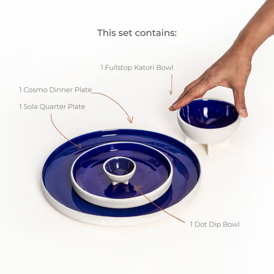 Cosmo Dinner Set Deep Blue (4 Pieces)