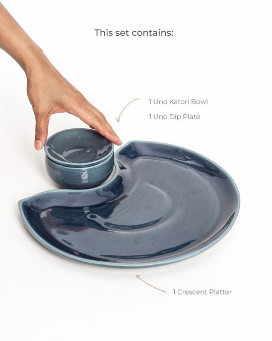Crescent Platter Set Midnight Blue (3 Pieces)