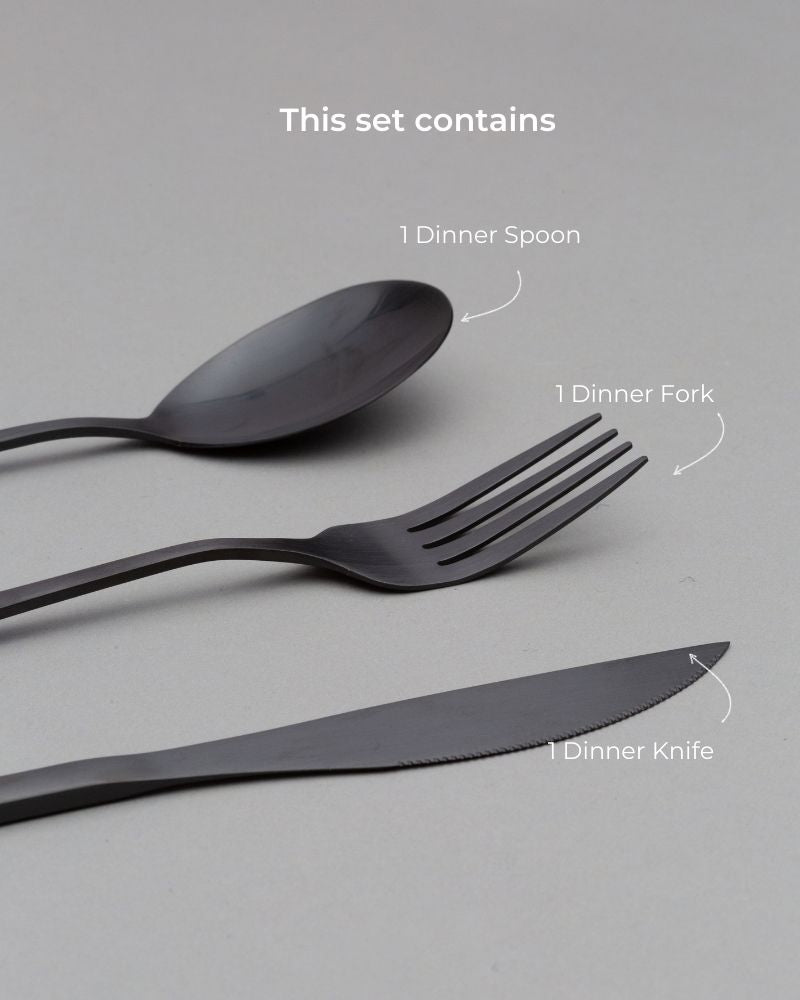 Elix Cutlery Set Matt Black (3 Pieces)