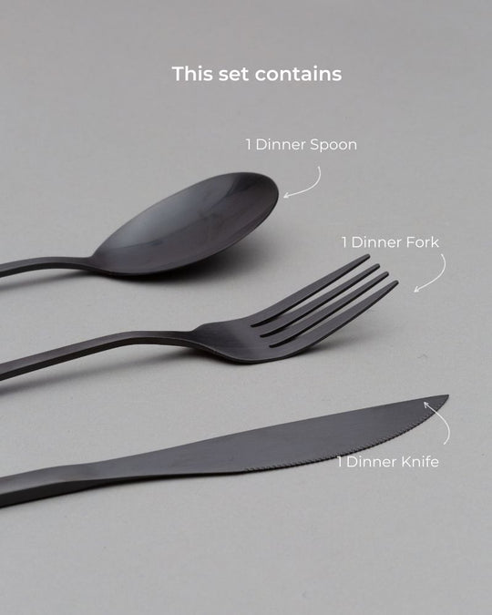 Elix Cutlery Set Matt Black (3 Pieces)