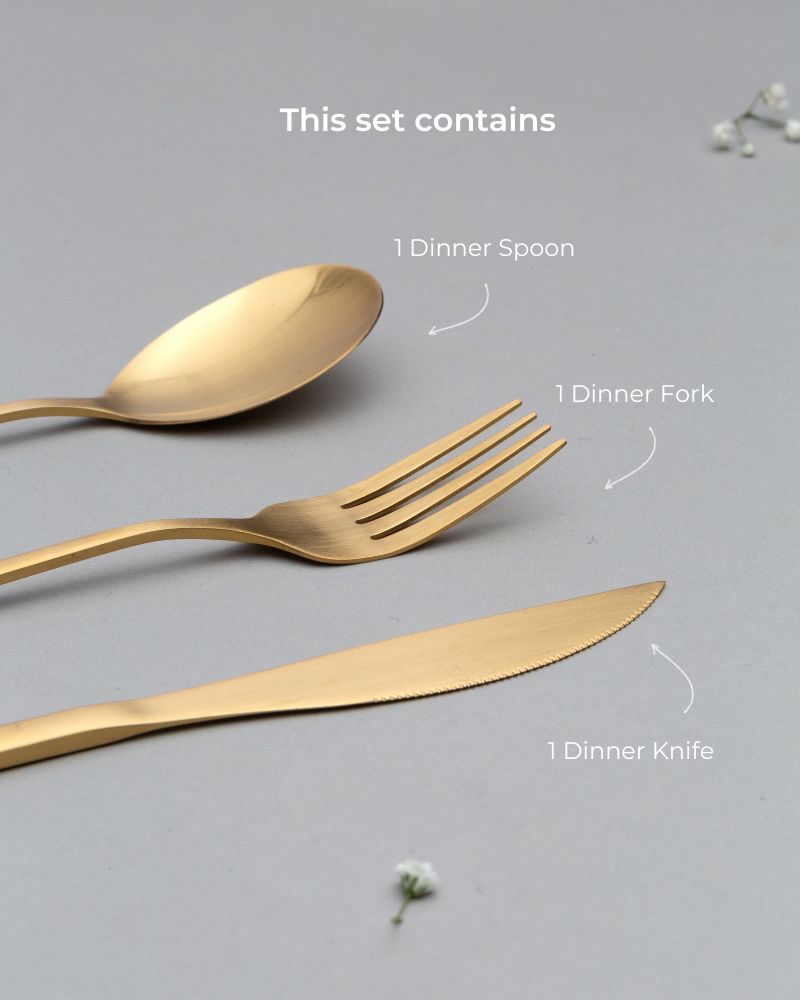 Elix Cutlery Set Matt Gold (3 Pieces)