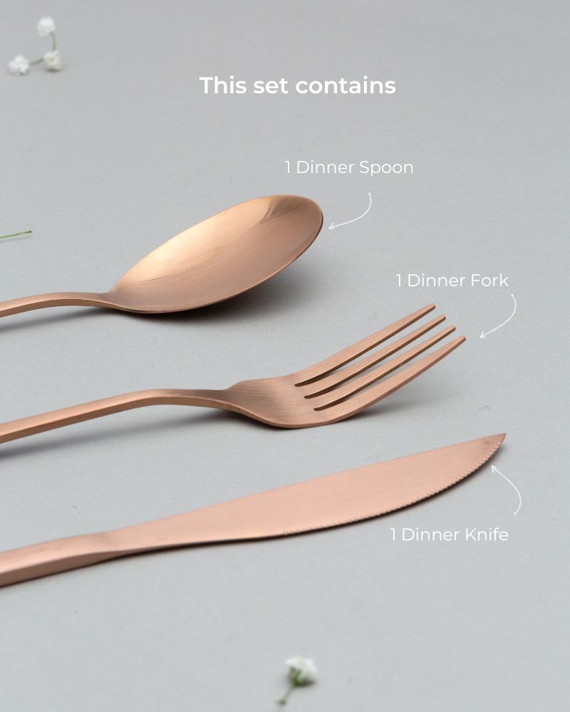 Elix Cutlery Set Matt Rose Gold (3 Pieces)