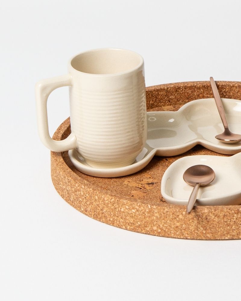 Fuse Round White Cork Tray