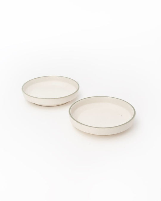 Luna Dessert Plate Sage Green Rim (Set of 2)