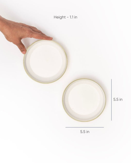 Luna Dessert Plate Sage Green Rim (Set of 2)