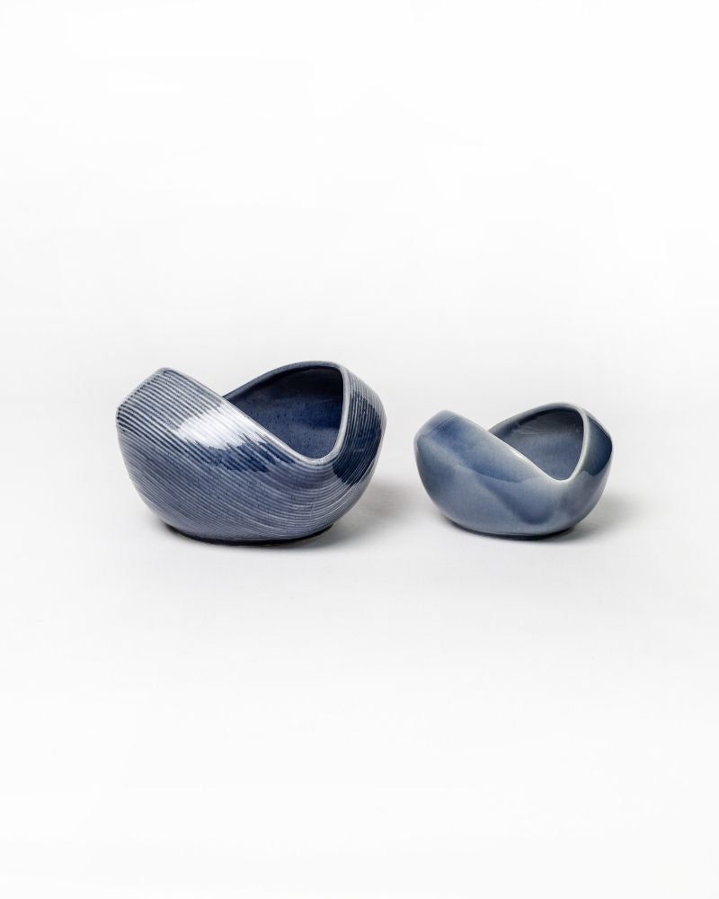 Big & Small Whirl Bowl Main Course Serving Set Stormy Blue (2 Pieces)