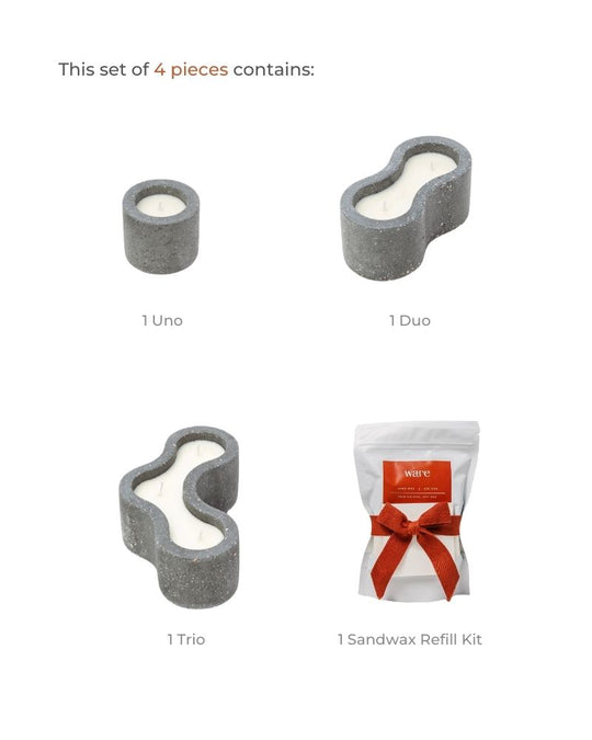 Pivot Cement Candle Stand Set Dark Grey Unscented (3 pieces)