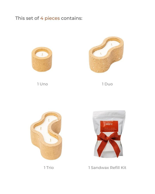 Pivot Cement Candle Stand Set Sandstone Unscented  (3 pieces)