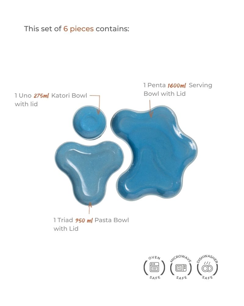 Pivot Big Main Course Serving Set Pacific Blue (6 Pieces)