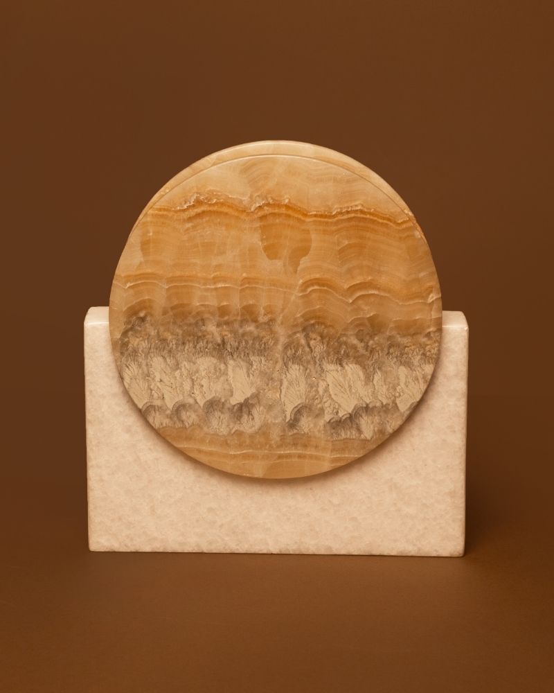 Small Sunrise Marble Vase Caramel Onyx