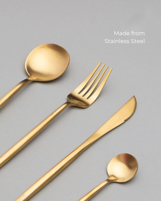 Zuri Cutlery Set Matt Gold (4 Pieces)